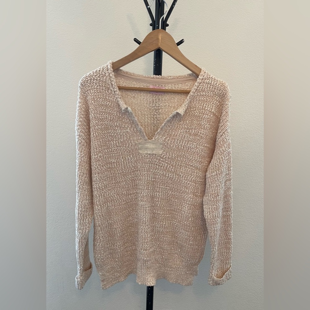 Pink Lily - This Time Around v-neck knit sweater. Size small
